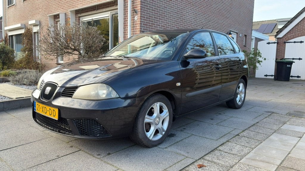 Seat Ibiza 1.4 TDI 51KW 2007 Zwart 5 deurs Airco, Auto's, Stof, Zwart, Origineel Nederlands, Euro 4