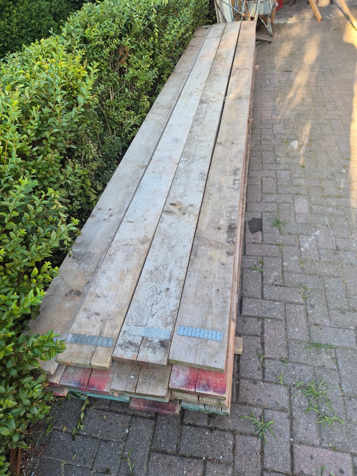 Gebruikte steigerplanken voor diverse projecten, Doe-het-zelf en Verbouw, Hout en Planken, Ophalen, Gebruikt, 25 tot 50 mm, Plank