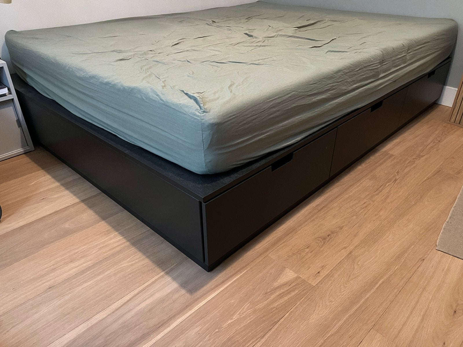 IKEA Nordli bed 160x200 met lades, in perfecte staat, Huis en Inrichting, Ophalen, Zwart, Tweepersoons, Zo goed als nieuw