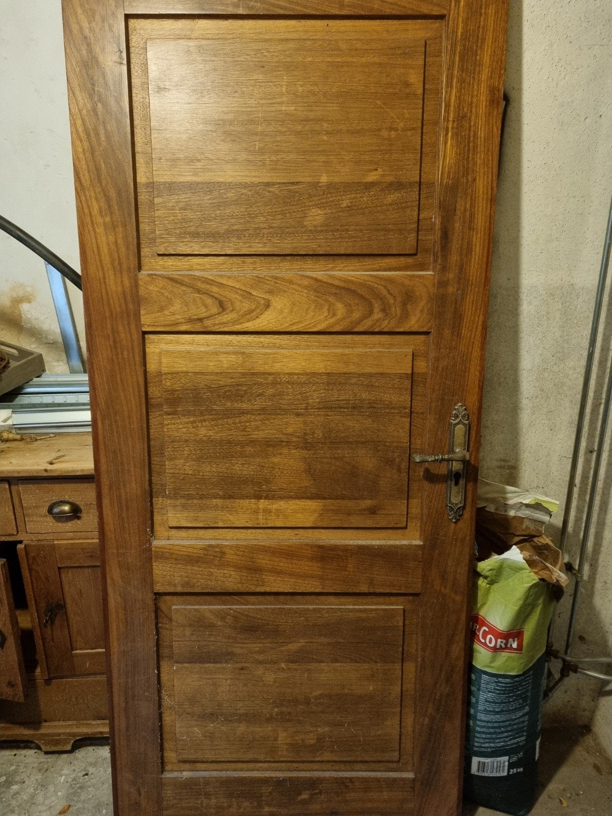 Stompe massieve hardhouten paneeldeur, Ophalen, Gebruikt, 80 tot 100 cm, Binnendeur