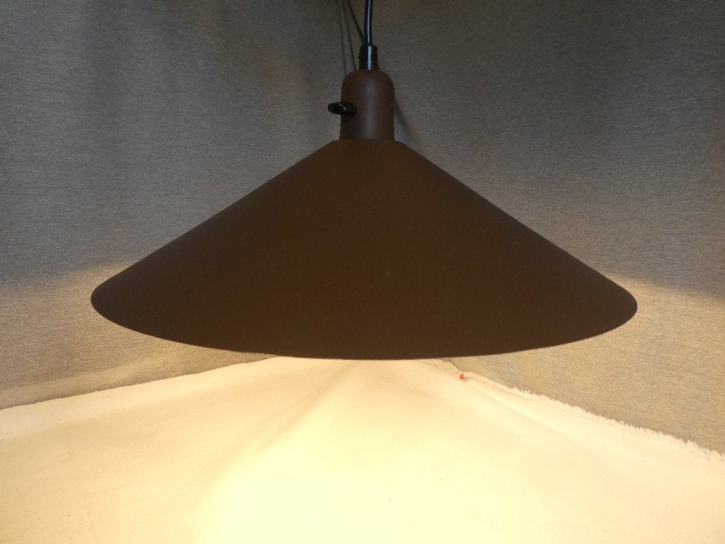 Jaren 70 Dijkstra bruin metalen hanglamp, Huis en Inrichting, Lampen | Hanglampen, Gebruikt, Metaal, Jaren 70, E27 (groot)