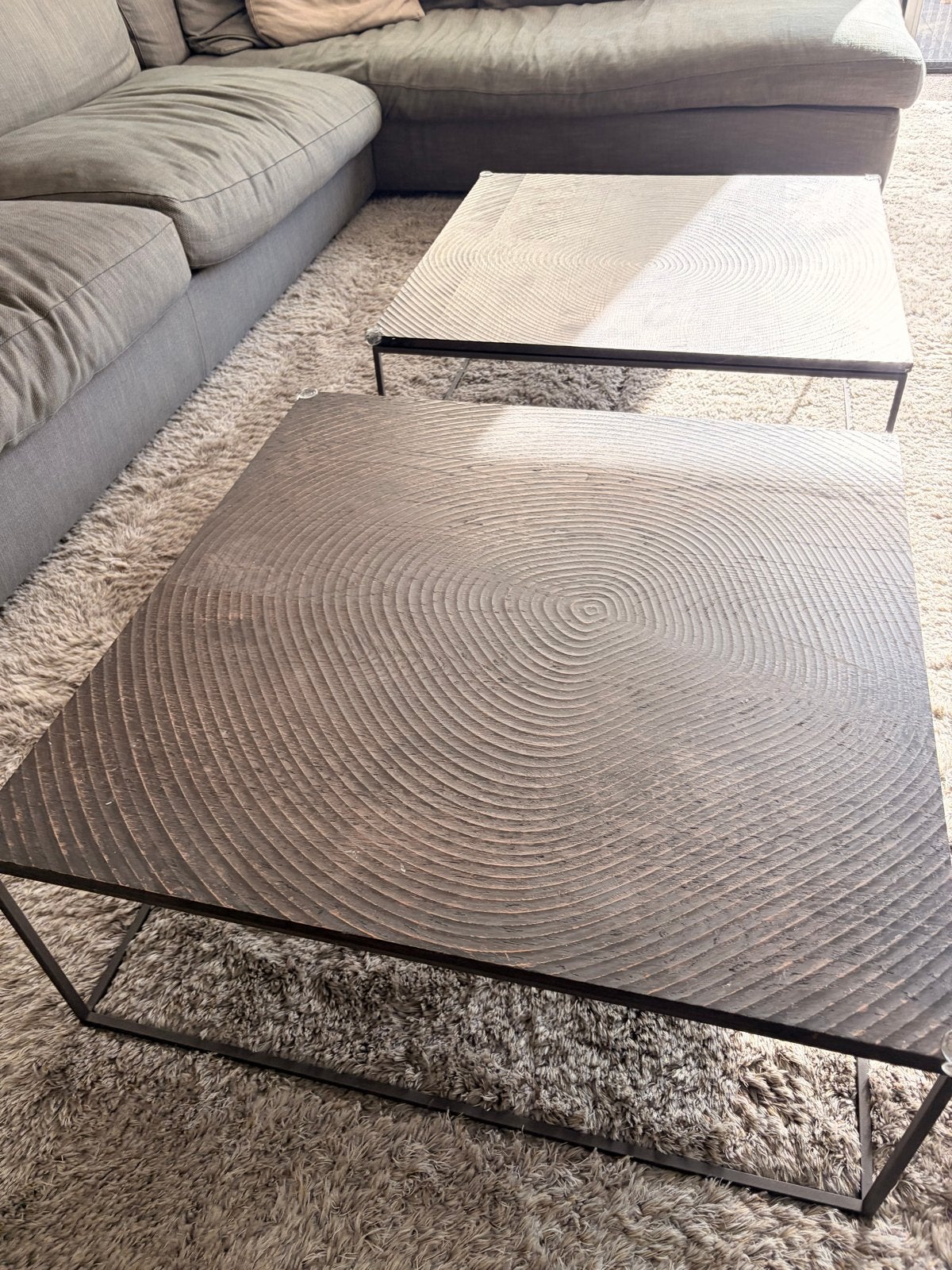 Set van 2 Linteloo LOG salontafels – Roderick Vos, Ophalen, Gebruikt, Vierkant, 50 tot 100 cm