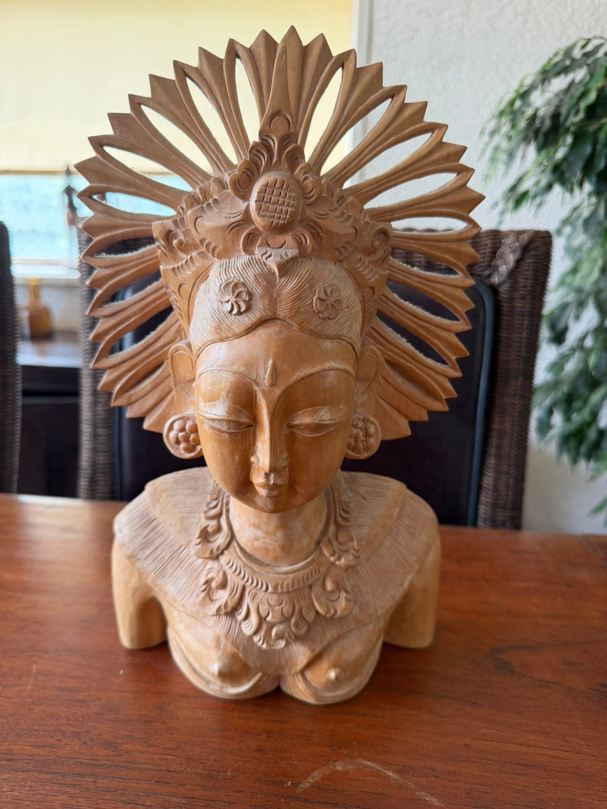 Prachtig Vintage Balinese Buste-Houten Djanger Danseres 32cm, Huis en Inrichting, Ophalen, Zo goed als nieuw, Hout, 32 cm