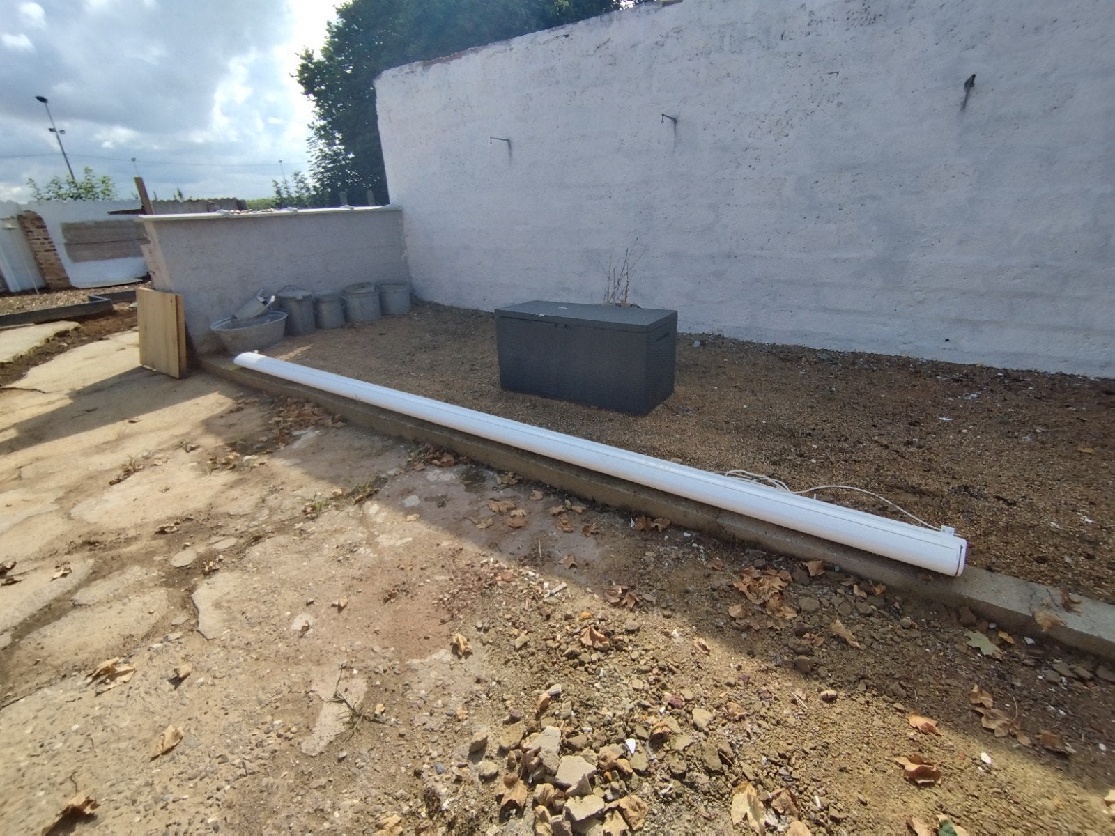 Elektrisch zonnescherm 5,5m breed, Tuin en Terras, Zonneschermen, Ophalen, Gebruikt, 450 cm of meer, Elektrisch
