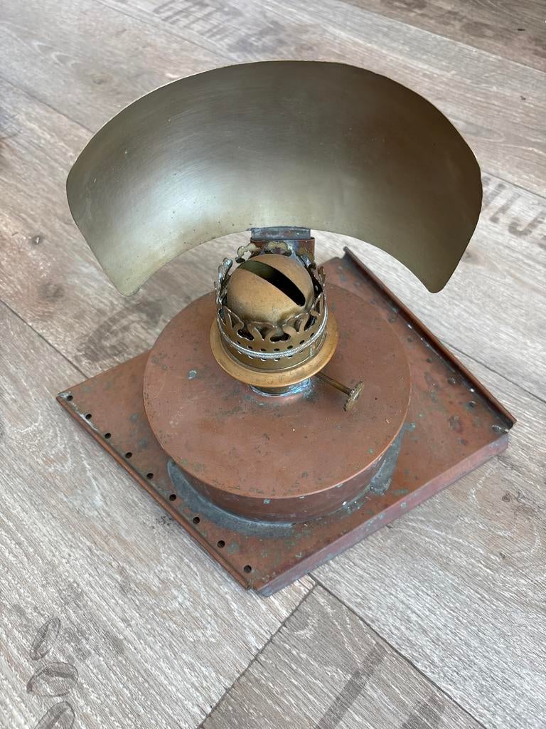 Antieke koperen scheepslamp - Maritieme olielamp, Ophalen of Verzenden