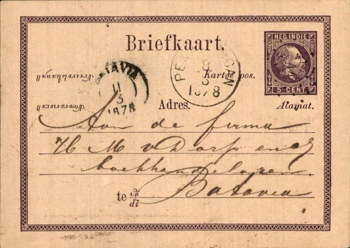 Nederlands-Indië 1878 Batavia, Ophalen of Verzenden, Briefkaart