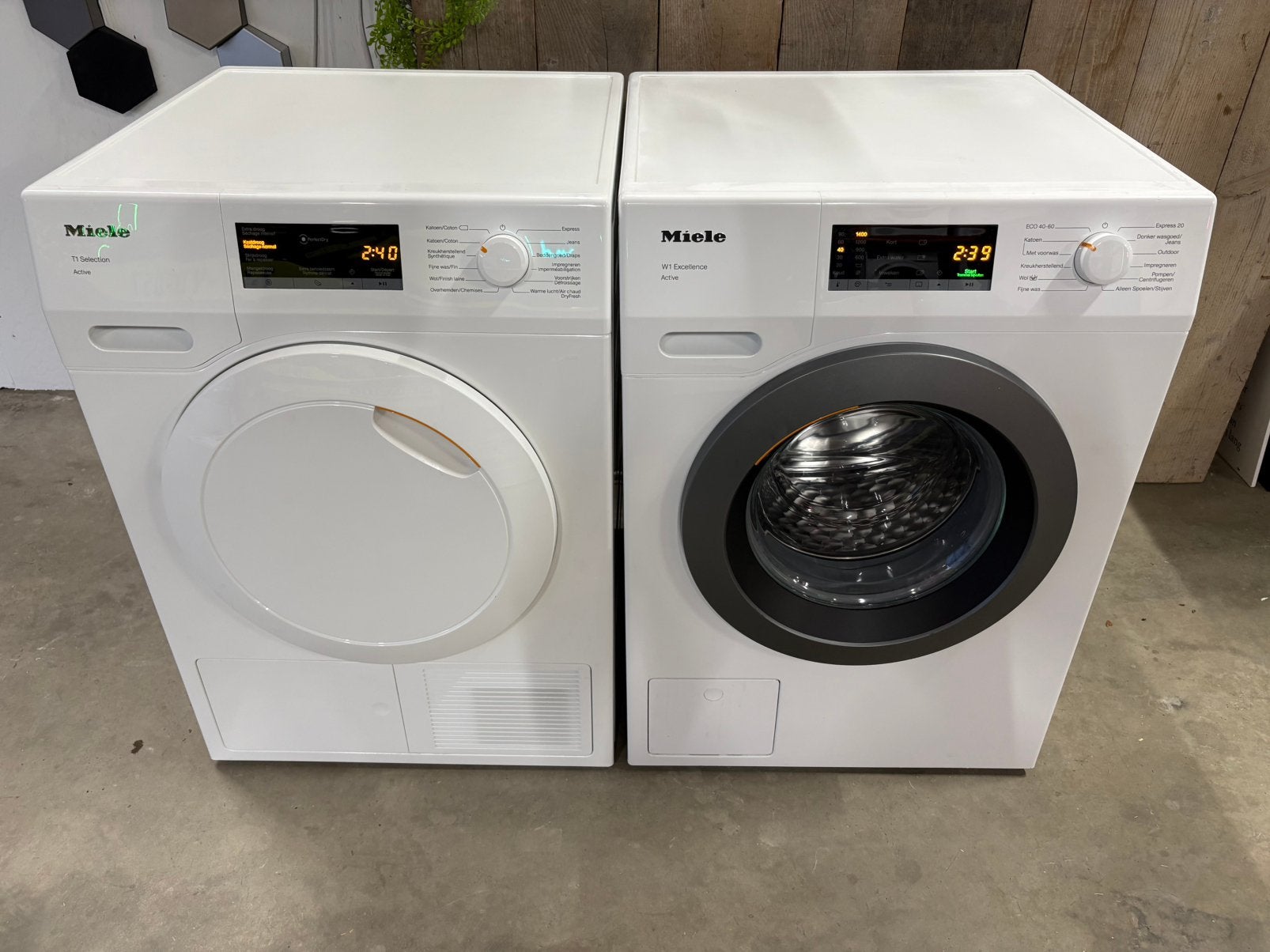 Miele W1 & T1Wasmachine + Droger Set, Witgoed en Apparatuur, Ophalen, 1200 tot 1600 toeren, 8 tot 10 kg, Refurbished