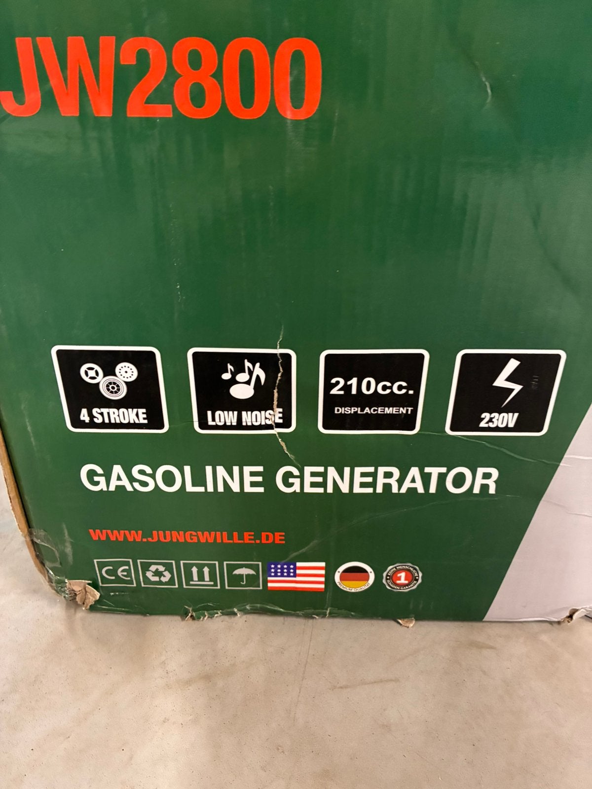 NIEUW IN DOOS Jungwille generator, Ophalen, Benzine, Zo goed als nieuw, Geluidgedempt