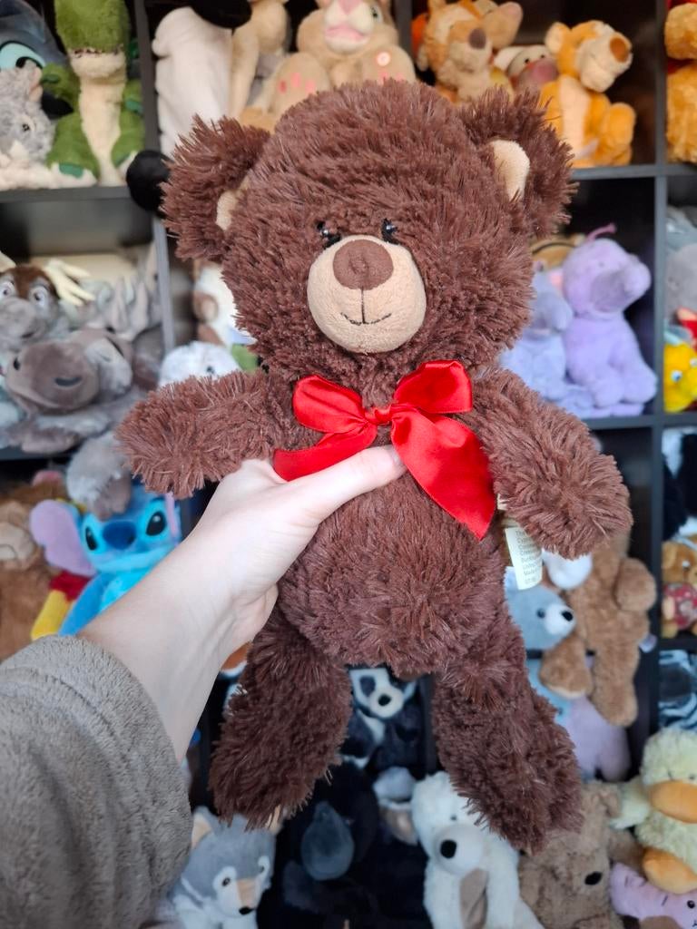 Schattige Bruine Beren Knuffel met Rode Strik, Beer, Ophalen of Verzenden, Zo goed als nieuw, Middelgroot (20 tot 80 cm)