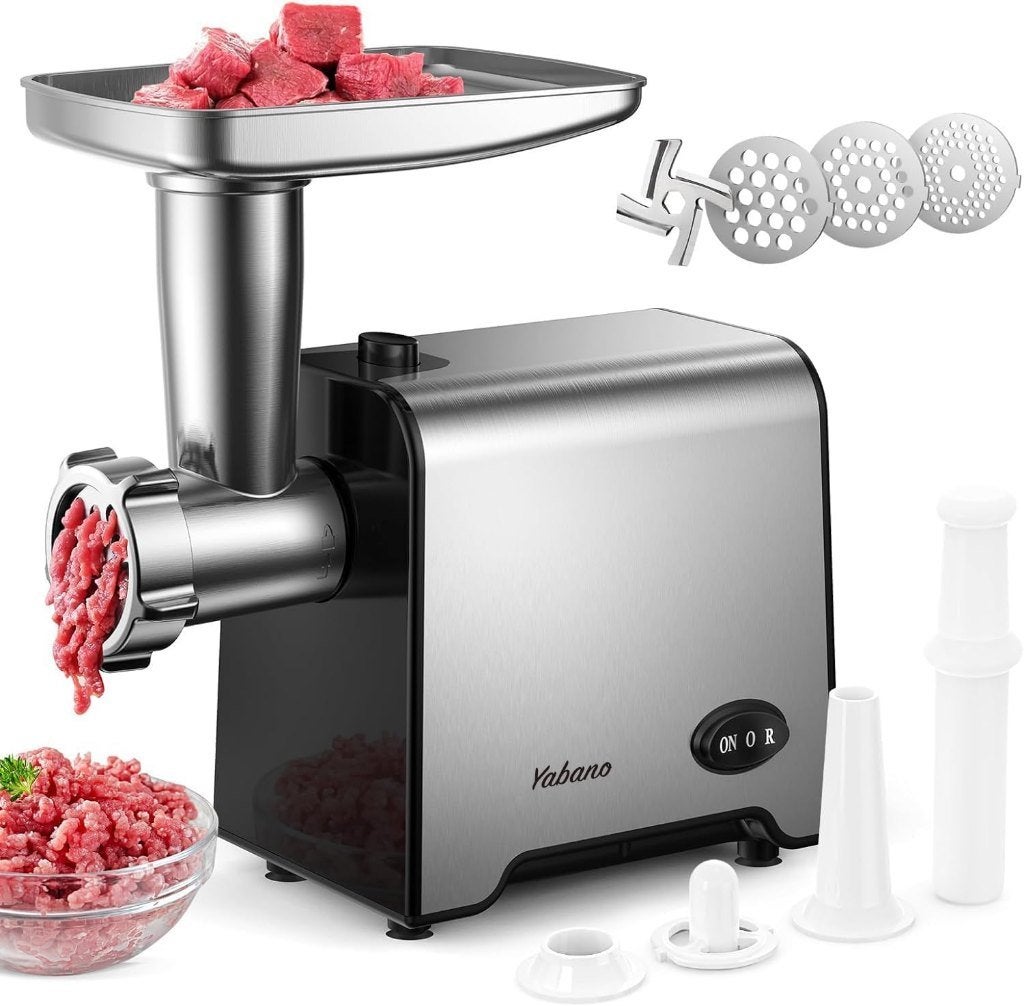 Yabano Electric meat grinder, 3-in-1, Ophalen, Zo goed als nieuw, Metaal, Zilver