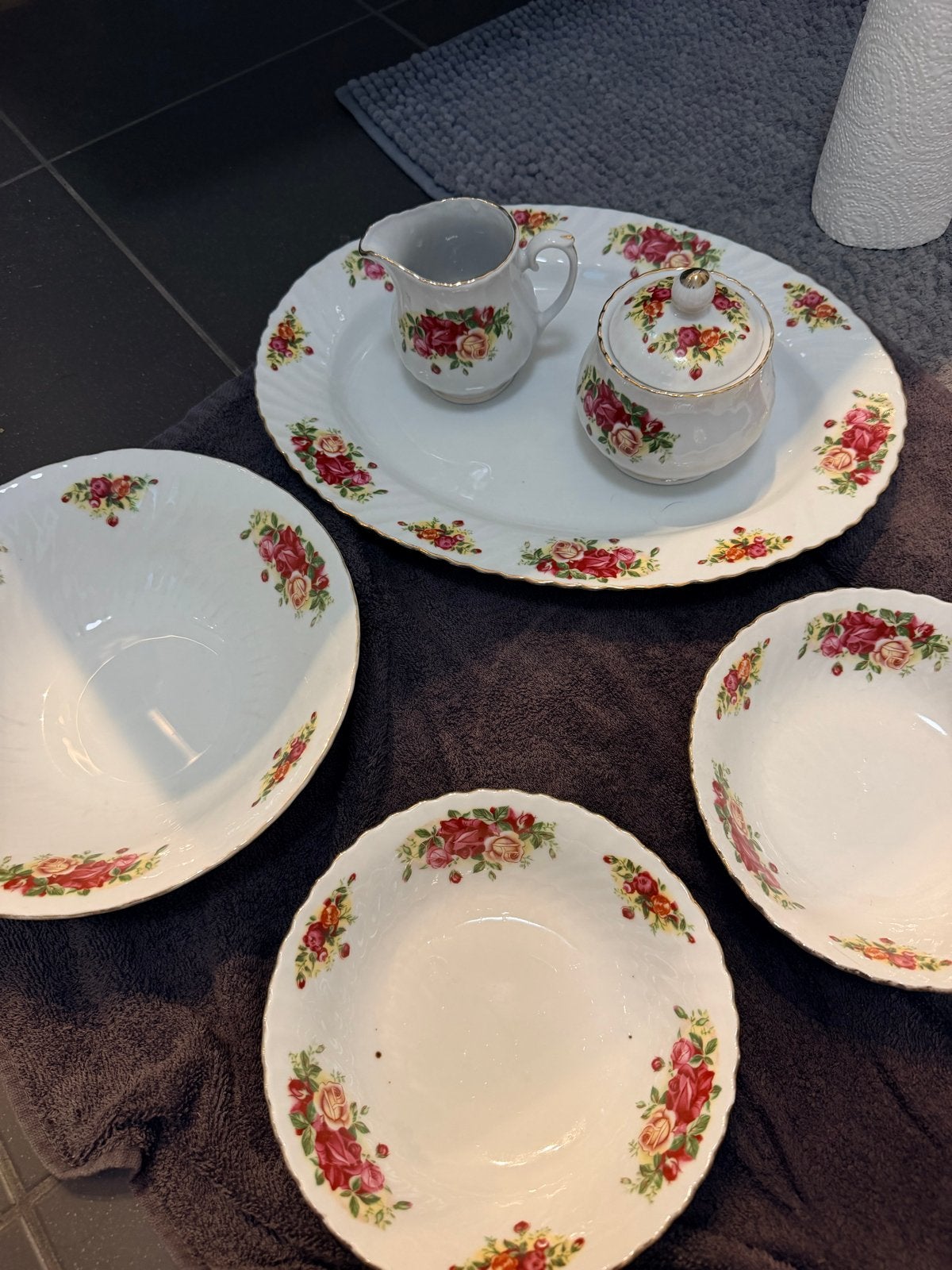 Vintage NPX Holland servies met rozenpatroon, Ophalen of Verzenden