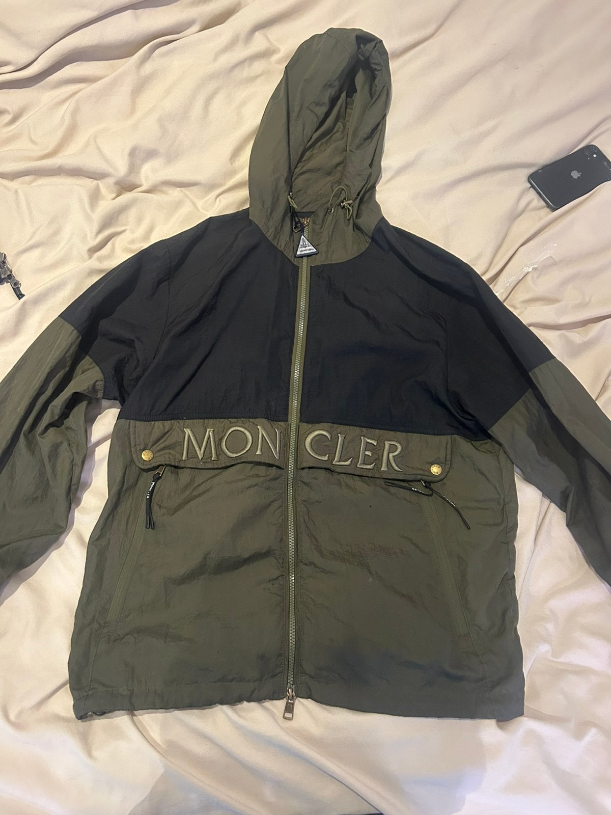 Moncler windbreaker maat L, Ophalen of Verzenden, Zo goed als nieuw, Zwart