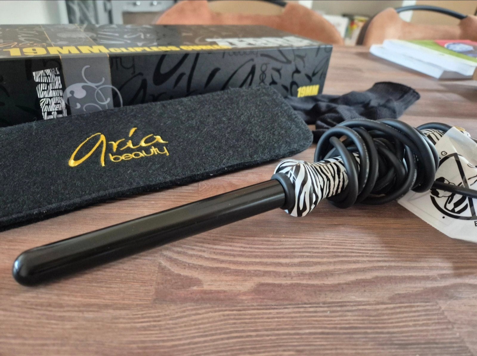 Aria Beauty 19MM Clipless Curler Zebra krultang, Ophalen, Zo goed als nieuw, Krultang of Stijltang