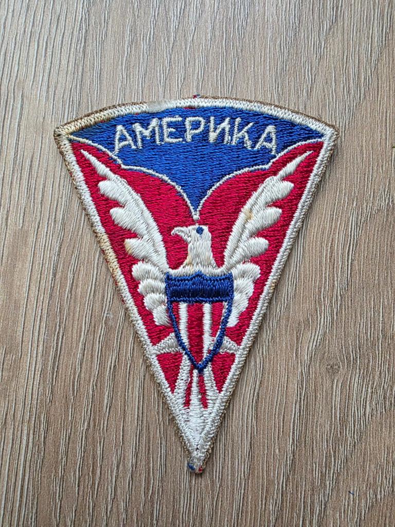 US WW2 Military Mission to Moscow patch whiteback, Ophalen of Verzenden, Amerika, Embleem of Badge