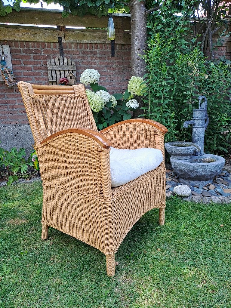 Rieten stoel., Huis en Inrichting, Stoelen, Ophalen, Gebruikt, Bruin, Riet of Rotan