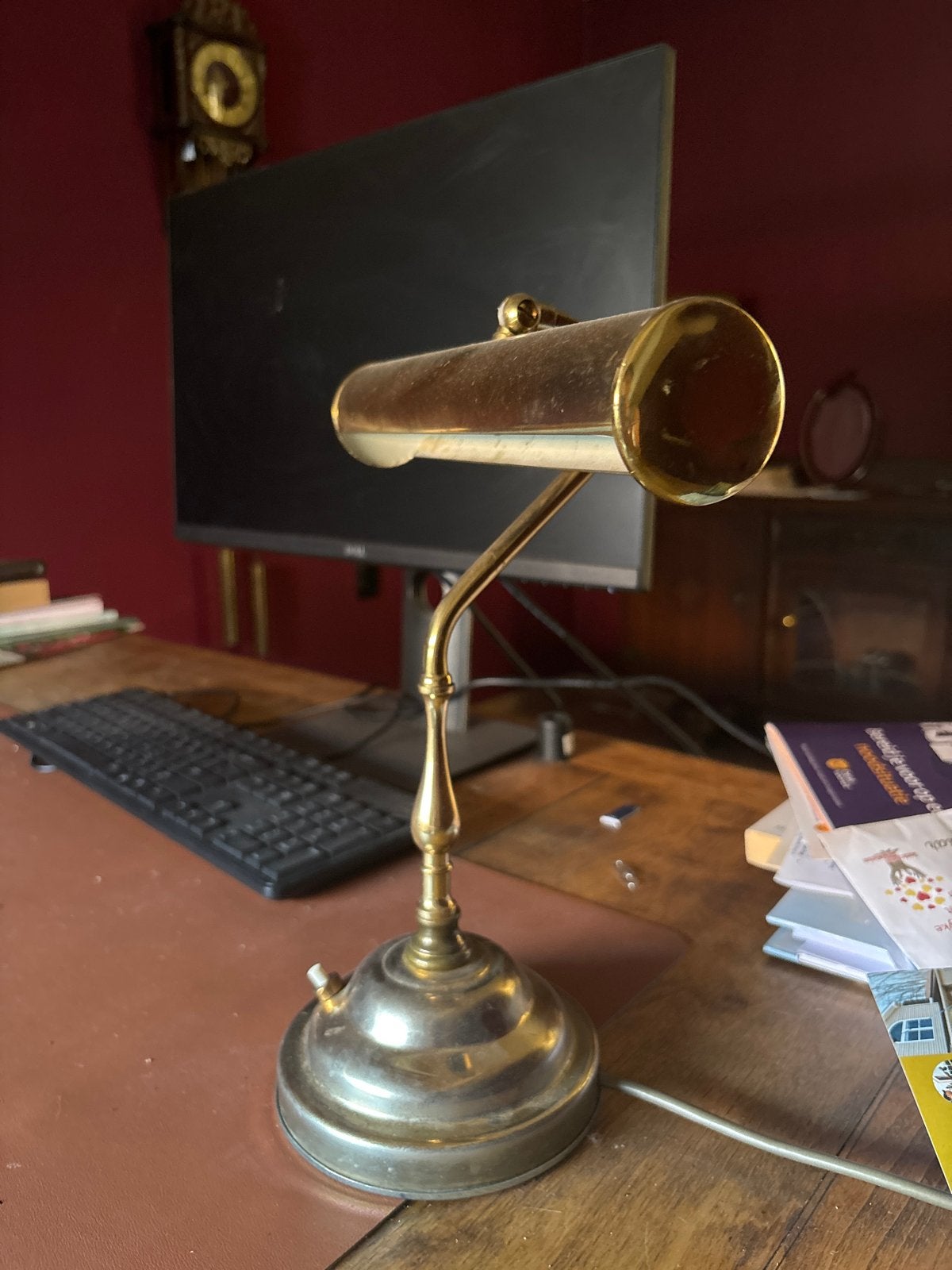 Antieke Messing Bureaulamp / Pianolamp, Ophalen