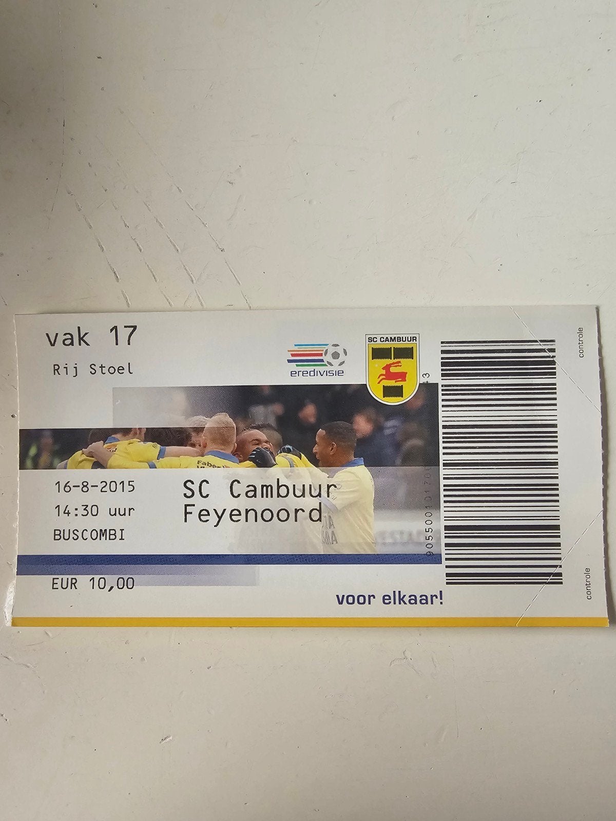 kaartje sc cambuur-feyenoord 16-08-2015, Ophalen of Verzenden, Nieuw, Feyenoord, Poster, Plaatje of Sticker