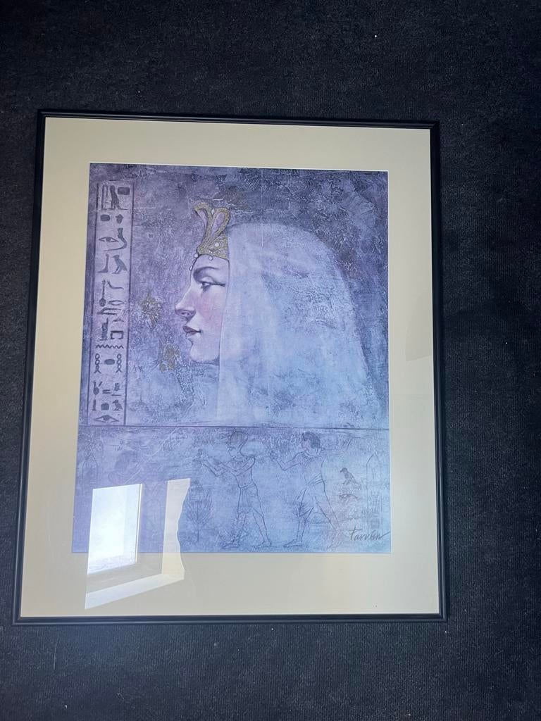Egyptische Koningin Kunstprint in Lijst, Antiek en Kunst, Ophalen of Verzenden