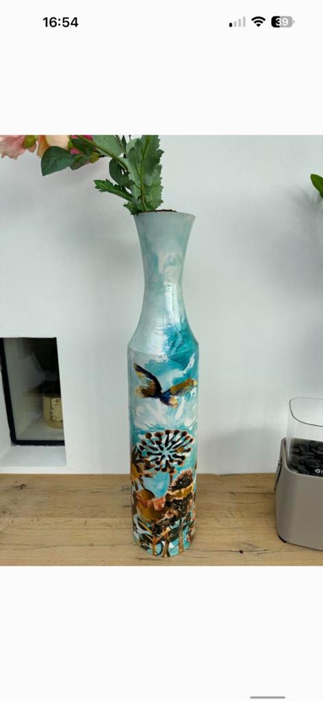 Ts collecties design by Lammie, Huis en Inrichting, Woonaccessoires | Vazen, Ophalen of Verzenden, Blauw, Glas, Minder dan 50 cm