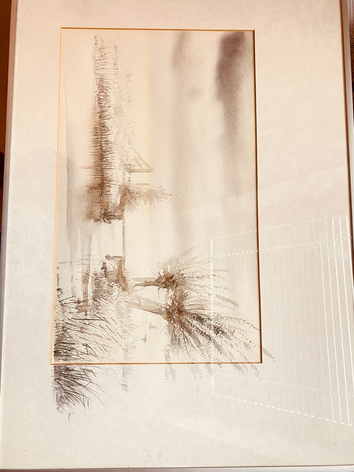 Aquarel van Bertus Wieringa - Landschap met palmbomen, Antiek en Kunst, Realistisch, Ophalen of Verzenden, Gesigneerd, Landschap