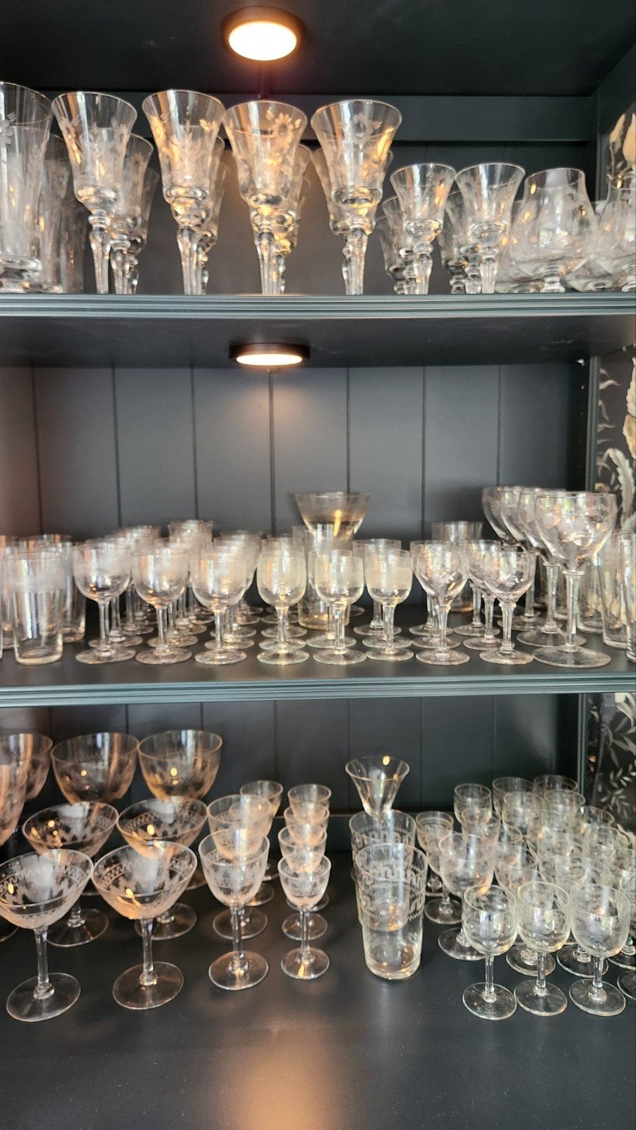 Grote partij 167x vintage geslepen borrel  likeurglazen, Ophalen