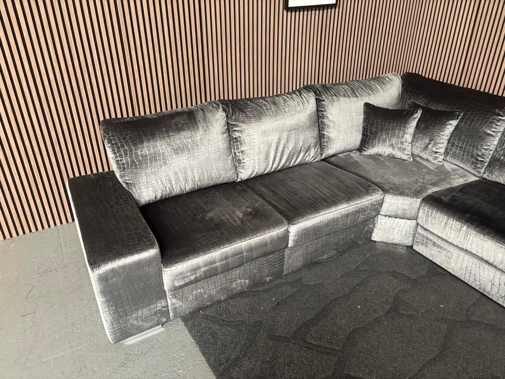 GRATIS LEVERING Croco Velvet U-Bank 350x280x185 GEREINIGD, Huis en Inrichting, Hoekbank, 300 cm of meer, Ophalen of Verzenden