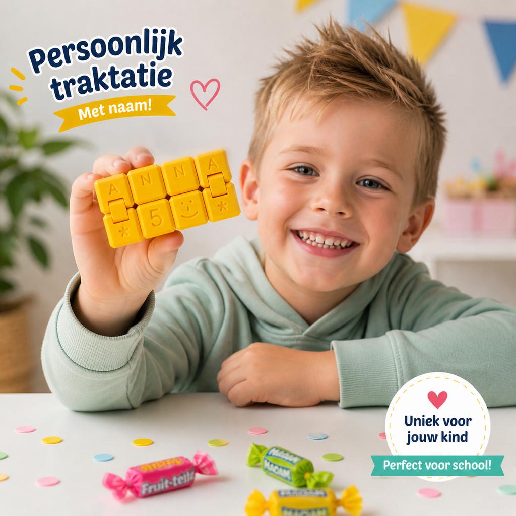 Traktatie met Naam – Uitdeelcadeautjes v.a. €1,50 /st, Ophalen of Verzenden, Nieuw, Feestartikel, Verjaardag