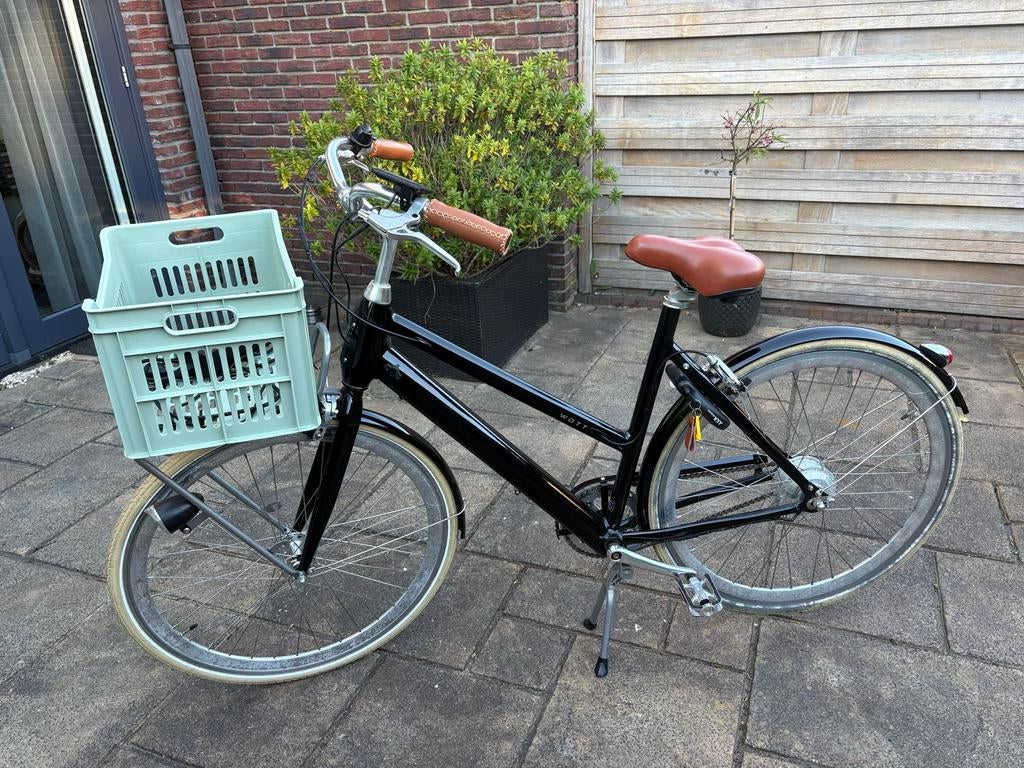 Watt Brooklyn E-bike - Zwart met krat, 50 tot 53 cm, Ophalen, Zo goed als nieuw, Handrem