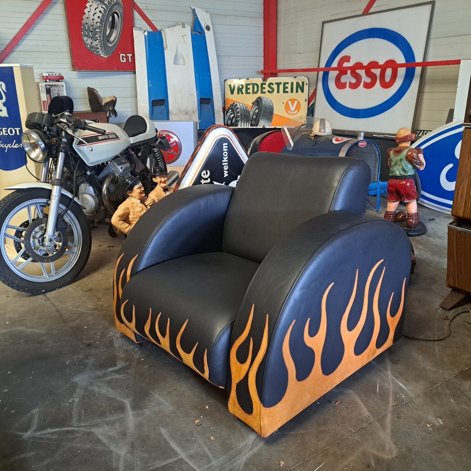 Club chair Mancave bank Vintage Leder/ Suède, Ophalen, Gebruikt, Vintage Retro, Leer