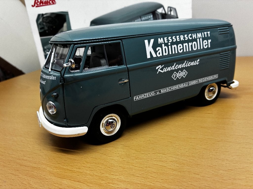 Volkswagen T1b Transporter "Messerschmitt" 1959 1/18 Schuco, Ophalen of Verzenden, Nieuw, Auto, Overige merken