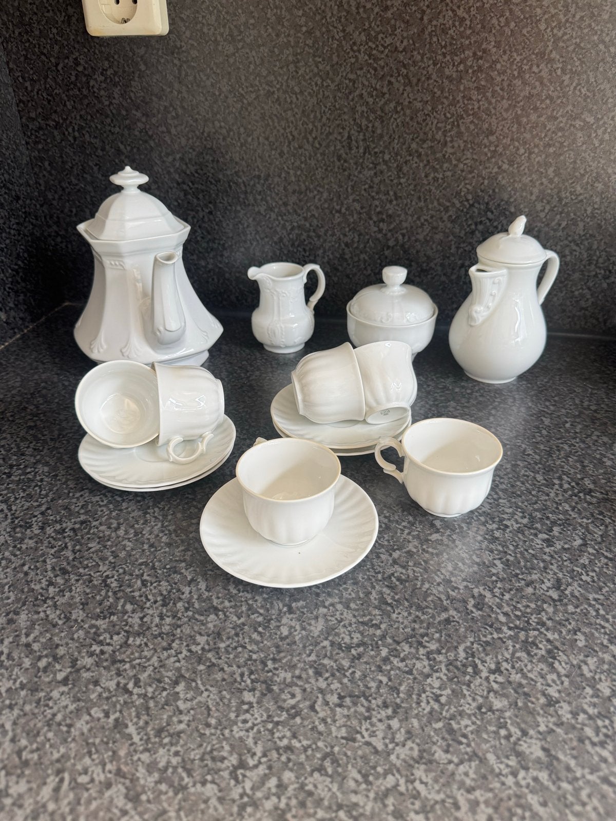 Vintage Wit Porseleinen Koffie- en Theeservies - Bavaria, Ophalen of Verzenden
