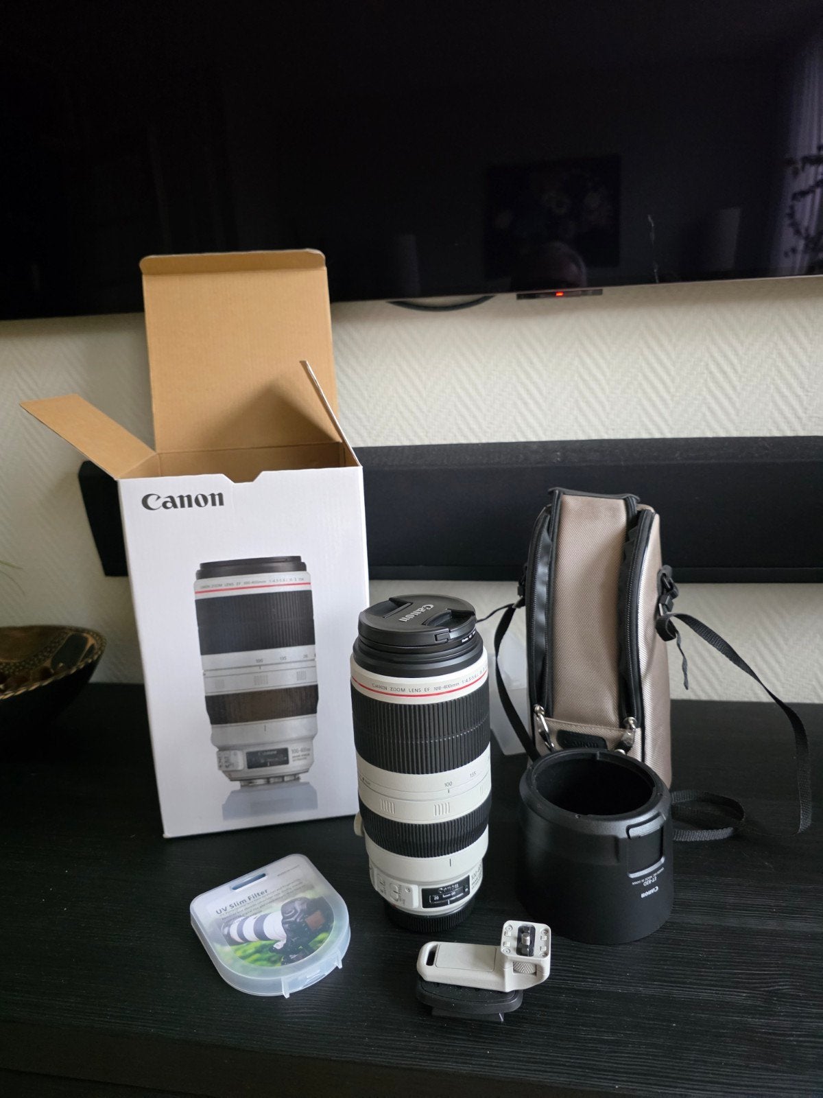 Canon EF 100-400mm f/4.5-5.6L IS II USM Telele, Zonnekap, Canon, Zo goed als nieuw, Canon EF
