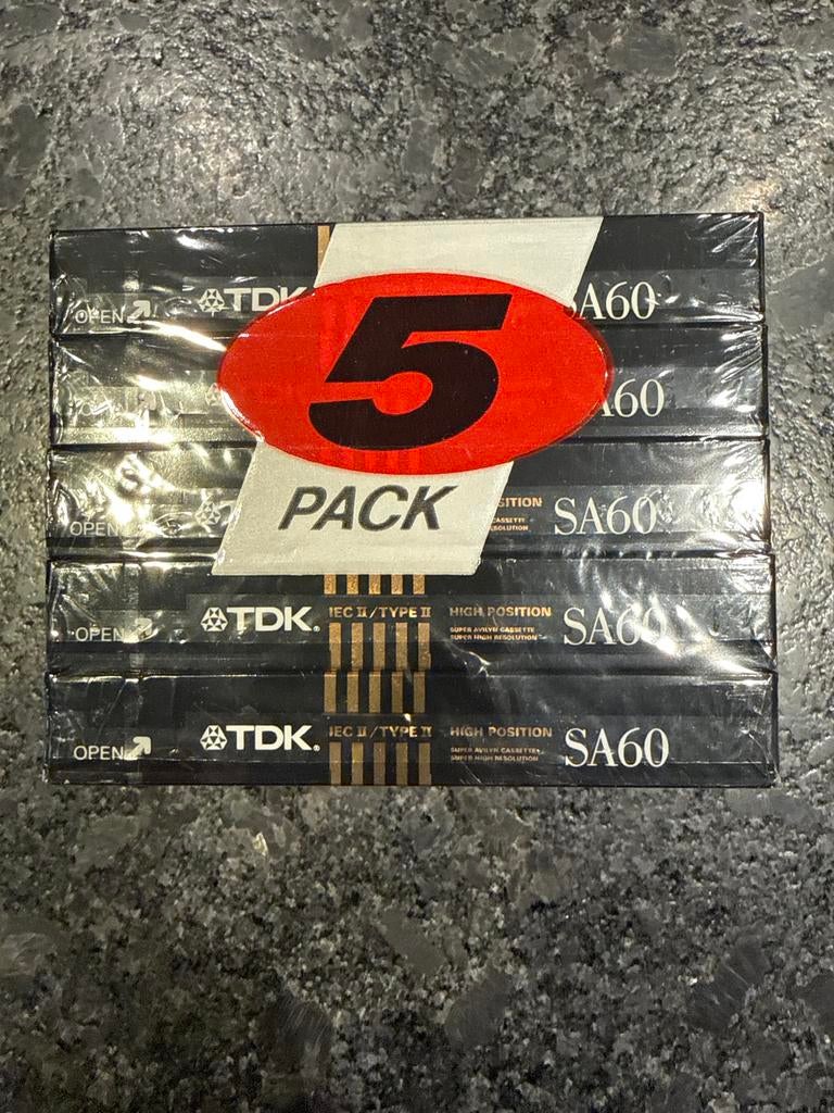 Nieuwe TDK SA60 High Position Cassettebandjes - 5-pack, Overige genres, Nieuw in verpakking, Onbespeeld, Verzenden