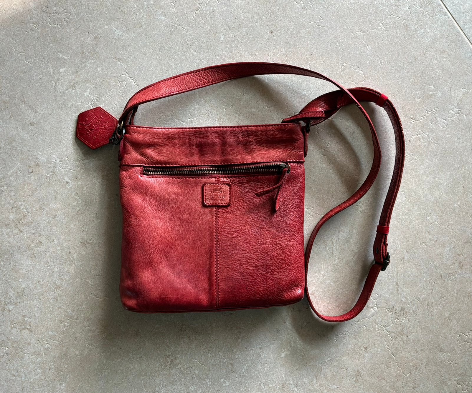 Leuke rode lederen tas van Bear., Ophalen of Verzenden, Gebruikt, Rood, Schoudertasje