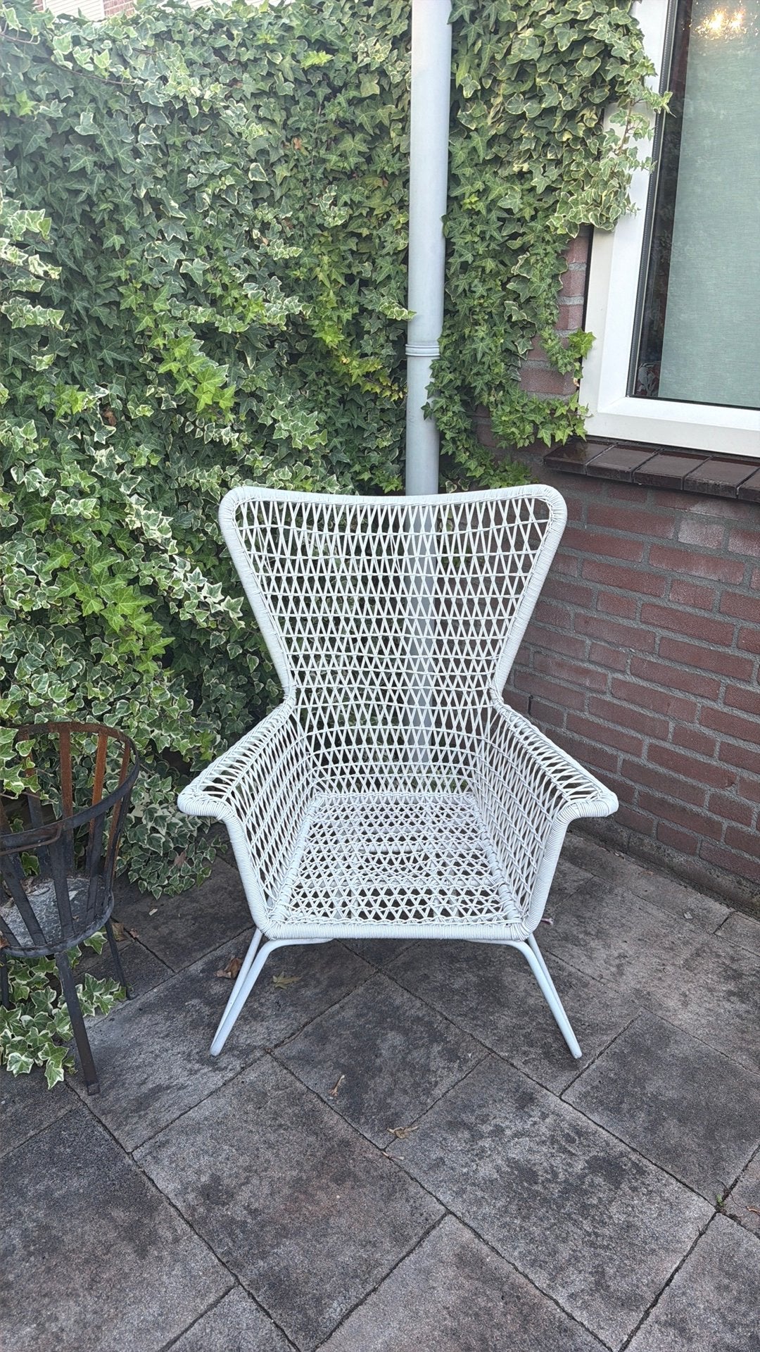 Witte tuinstoel, Ophalen, Gebruikt, Kunststof