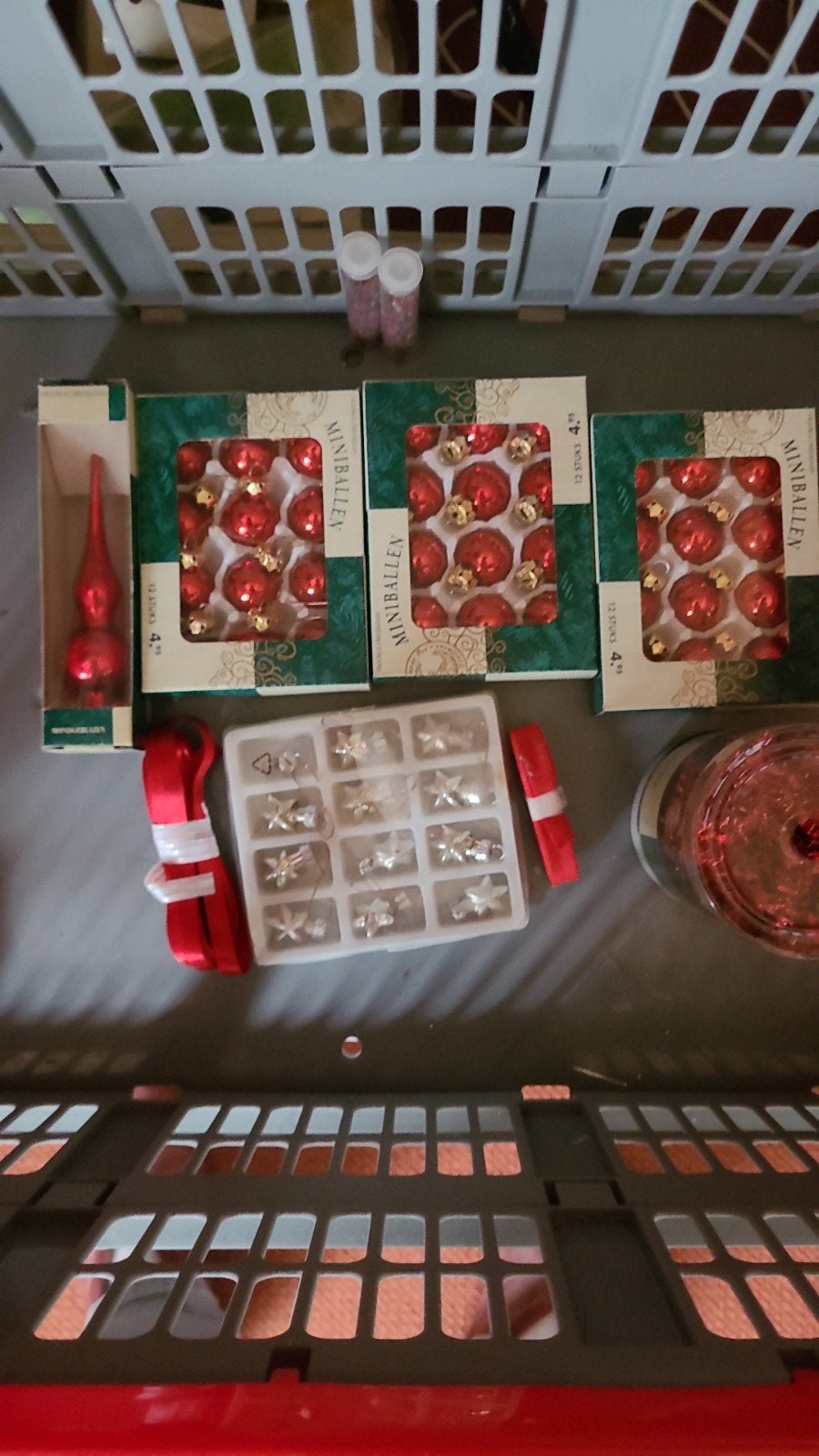 kerstversiering glas mini kerstballen piek en sterretjes, Diversen, Kerst, Ophalen, Zo goed als nieuw