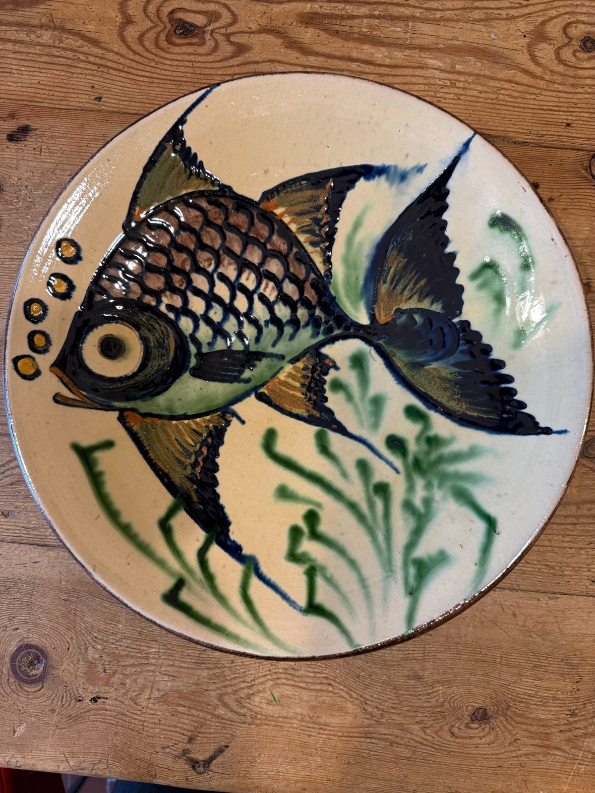 Vintage Puigdemont Keramiek Wandbord met Visdecor, Verzenden