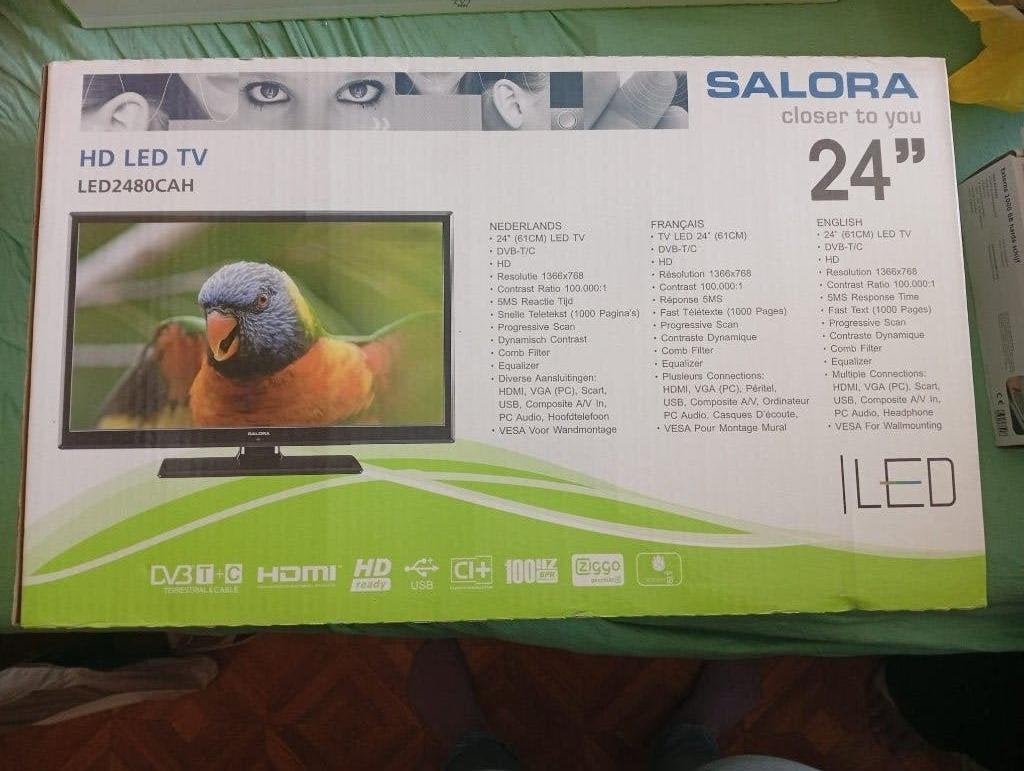 Salora HD led tv 2480CAH 24 inch, LED, 50 Hz, Nieuw, Ophalen