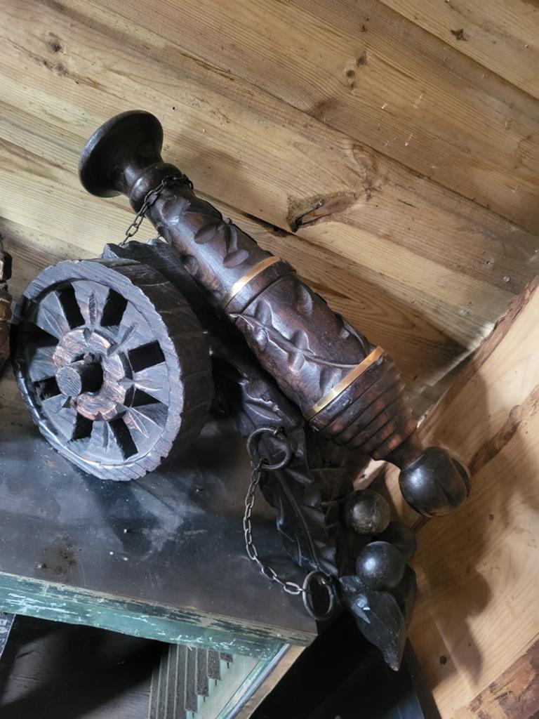 Antiek Houten Spaans Kanon - Decoratief Pronkstuk, Ophalen of Verzenden