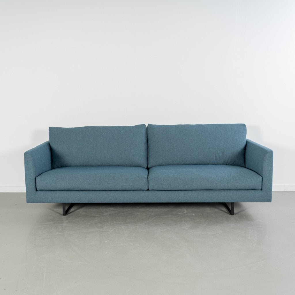 Montis Axel Bank 3-zits/190cm Blauw Stof - Slede Zwart, Niet ingevuld, Zo goed als nieuw, Niet ingevuld, Niet ingevuld