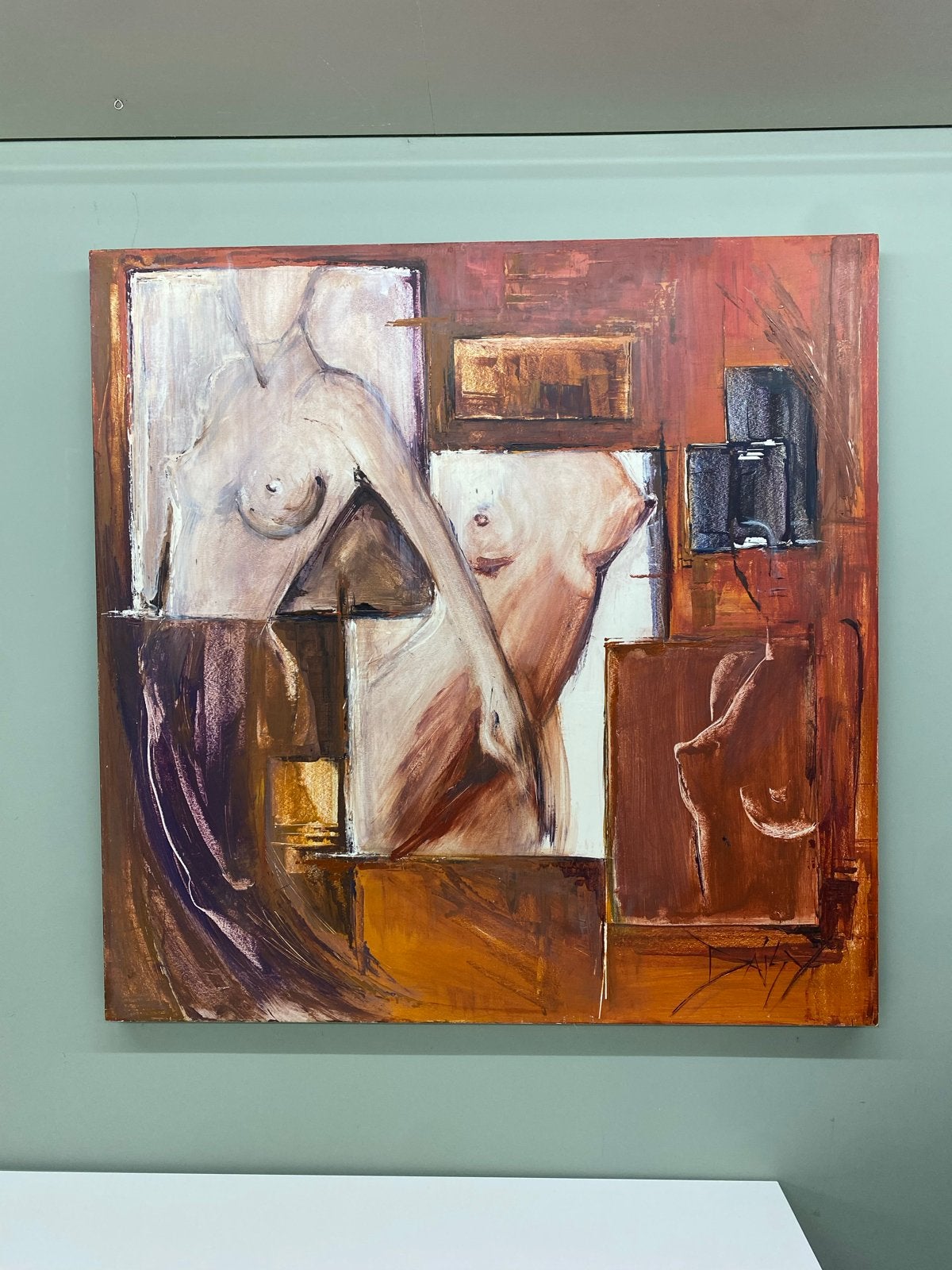 Modern Schilderij: Abstracte Vrouwenfiguren in Warme Tinten, Antiek en Kunst, Kunst | Schilderijen | Modern, Ophalen, Figuren