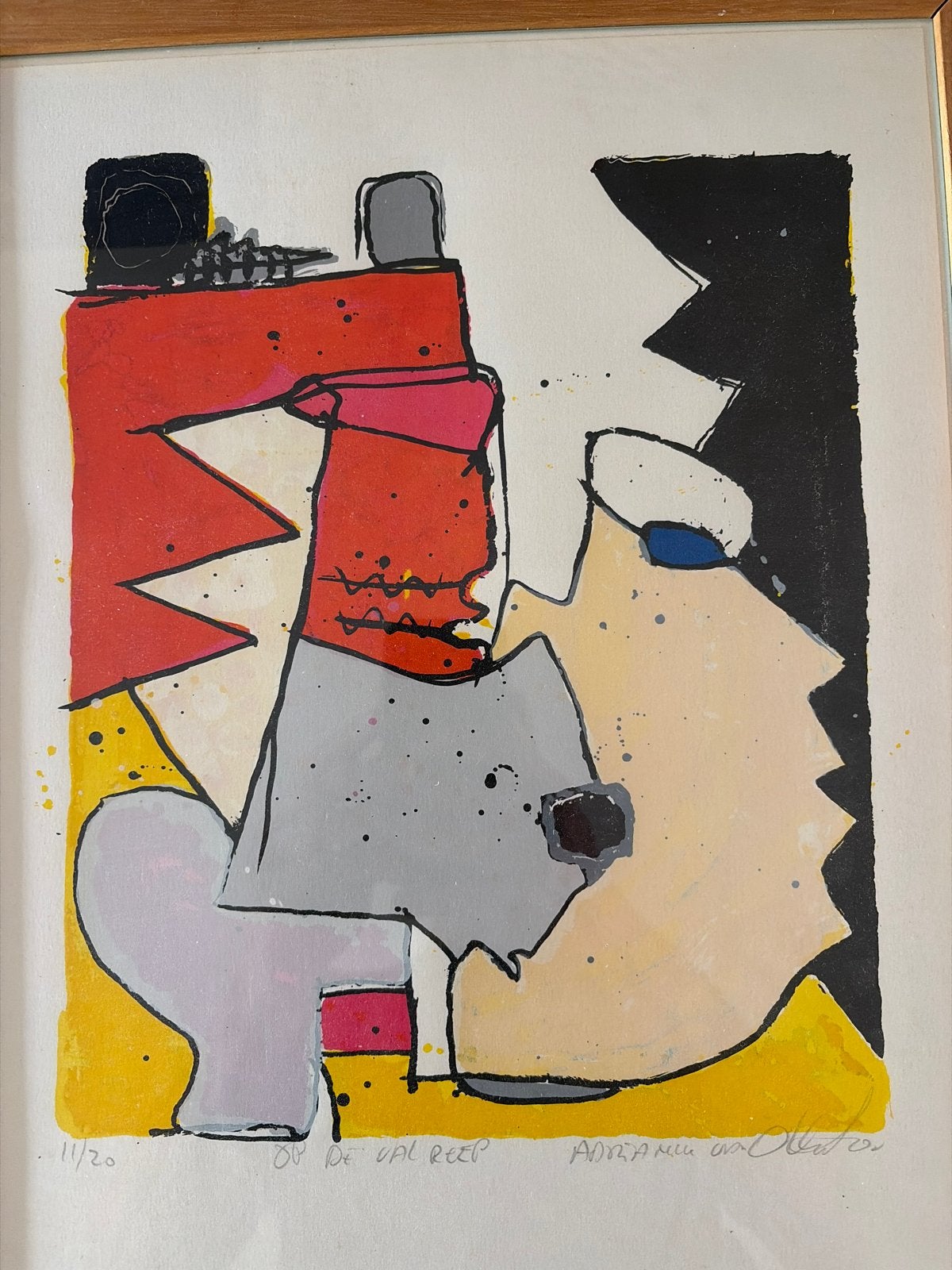 Abstracte Zeefdruk 'Op de Val Reep' - Adriaan van der Plas, Ophalen of Verzenden