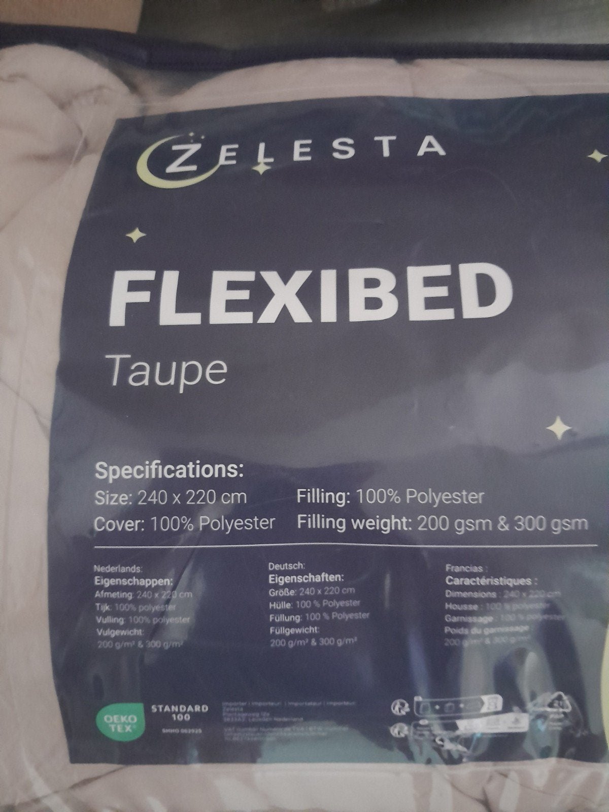 Zelesta Flexibed Dekbed - Taupe - 240x220 cm, Wit, Tweepersoons, Ophalen of Verzenden, Deken of Dekbed