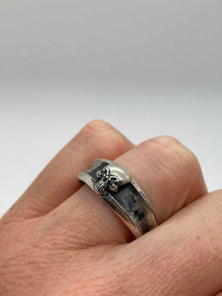 C979 Prachtige zilveren ring skull maat 20, Sieraden, Tassen en Uiterlijk, Ringen, 20 of groter, Ophalen of Verzenden, X, Dame