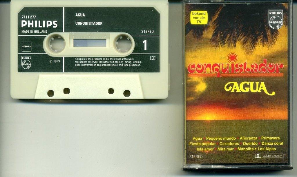 Conquistador ‎Agua 12 nrs cassette 1979 ZGAN, Cd's en Dvd's, Cassettebandjes, Zo goed als nieuw, Origineel, Latin en Salsa, 1 bandje