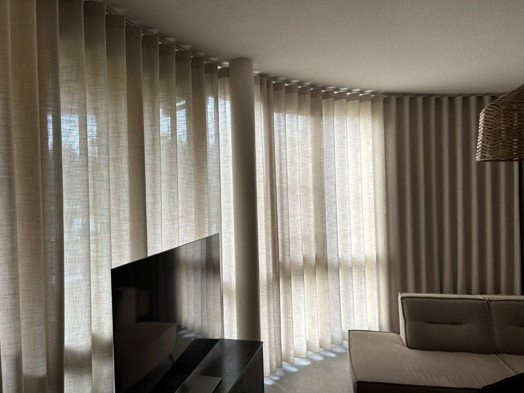 Veneta inbetween wave gordijn 340 x 260cm beige 340cm x 260, Zonwerend, Overige materialen, Beige, Ophalen of Verzenden