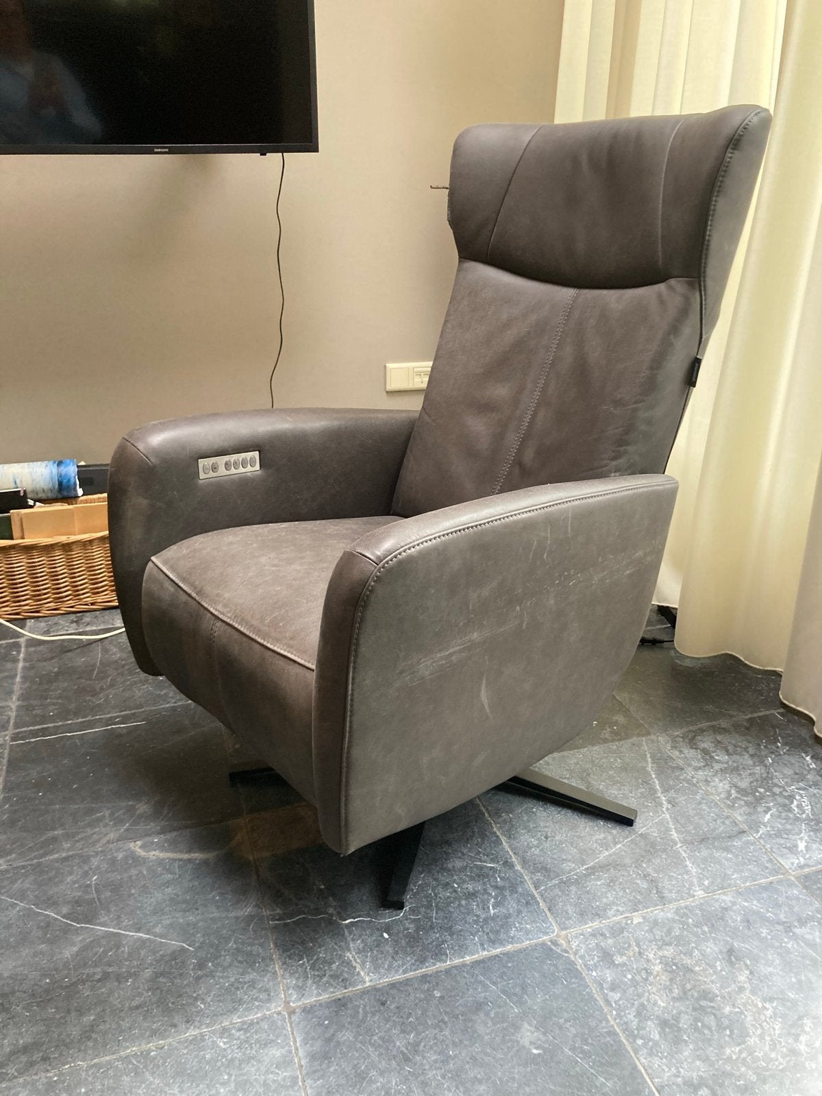 Sta op stoel / relaxfauteuil / velderhof /zo goed als nieuw, Ophalen, 100 tot 125 cm, Leer, Zo goed als nieuw