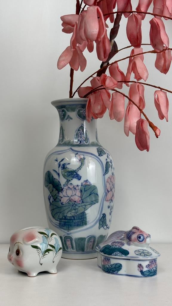 Vintage Chinoiserie porselein vaas sieraden doos spaarvarken, ., Ophalen of Verzenden, Zo goed als nieuw, .