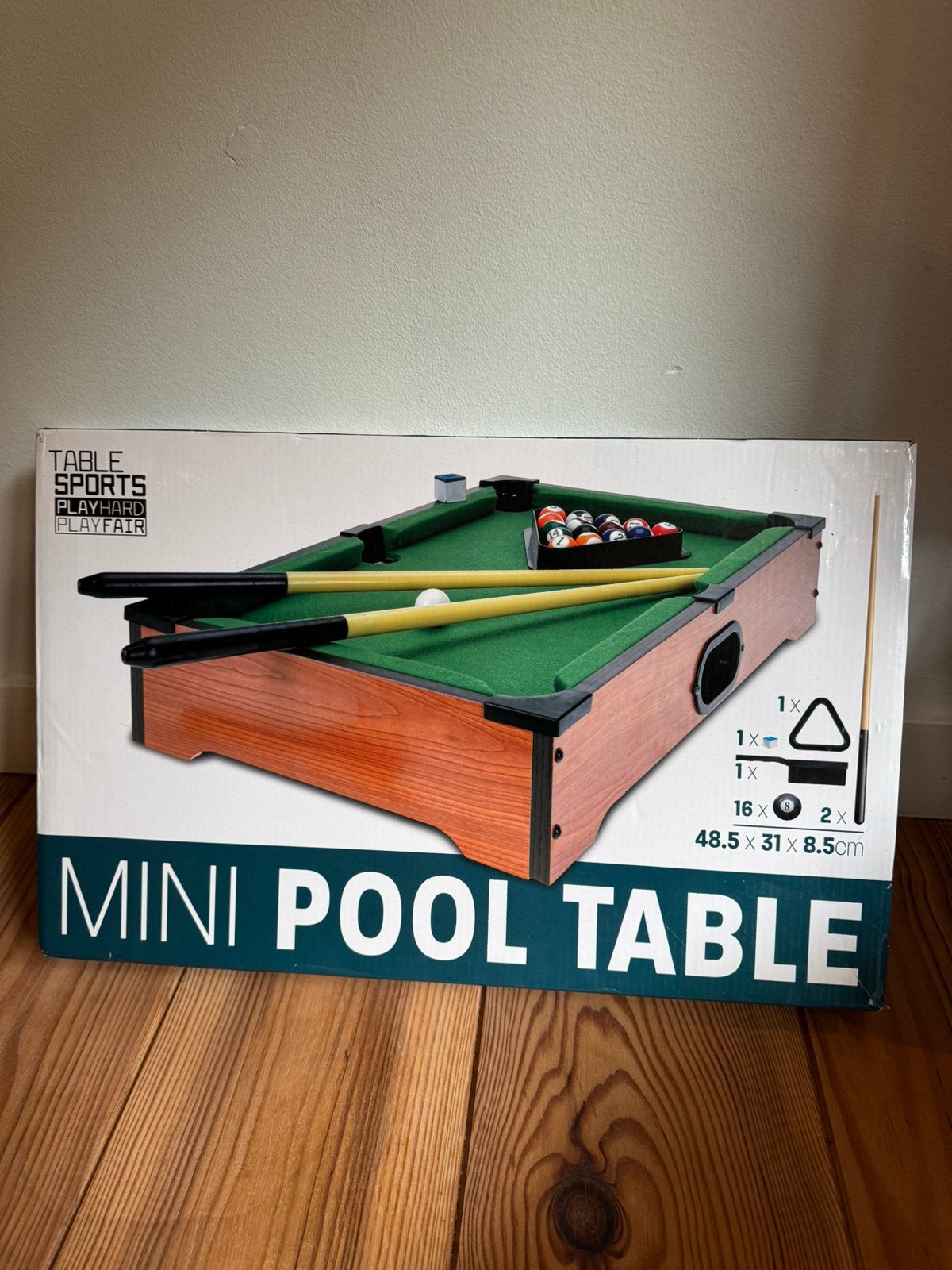 Mini pooltafel 48,5  31 cm – compleet met accessoires, Ophalen of Verzenden, Zo goed als nieuw, Pooltafel
