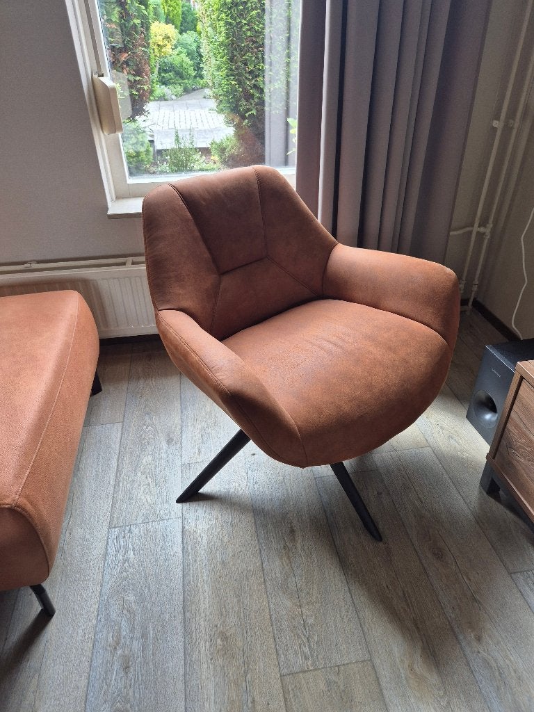 Fauteuil Mace - stof - cognac, Ophalen, Stof, 75 tot 100 cm, Zo goed als nieuw